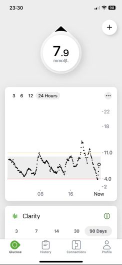 Dexcom G7ภาพหน้าจอของแอป1